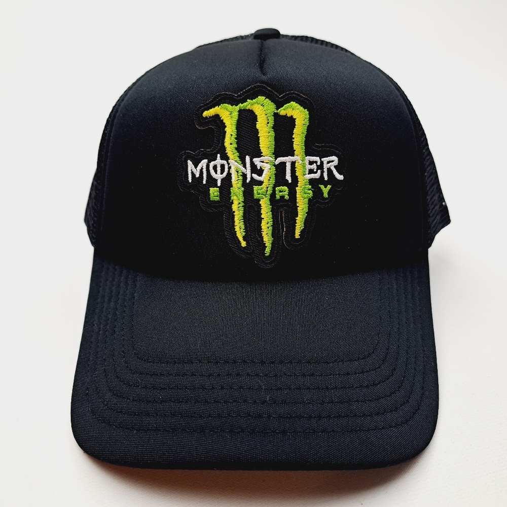 Monster Energy Foam Trucker Mesh Snapback Cap Hat Black Embroidered Patch